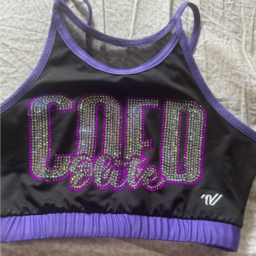 Varsity Black and Purple Sports Bra